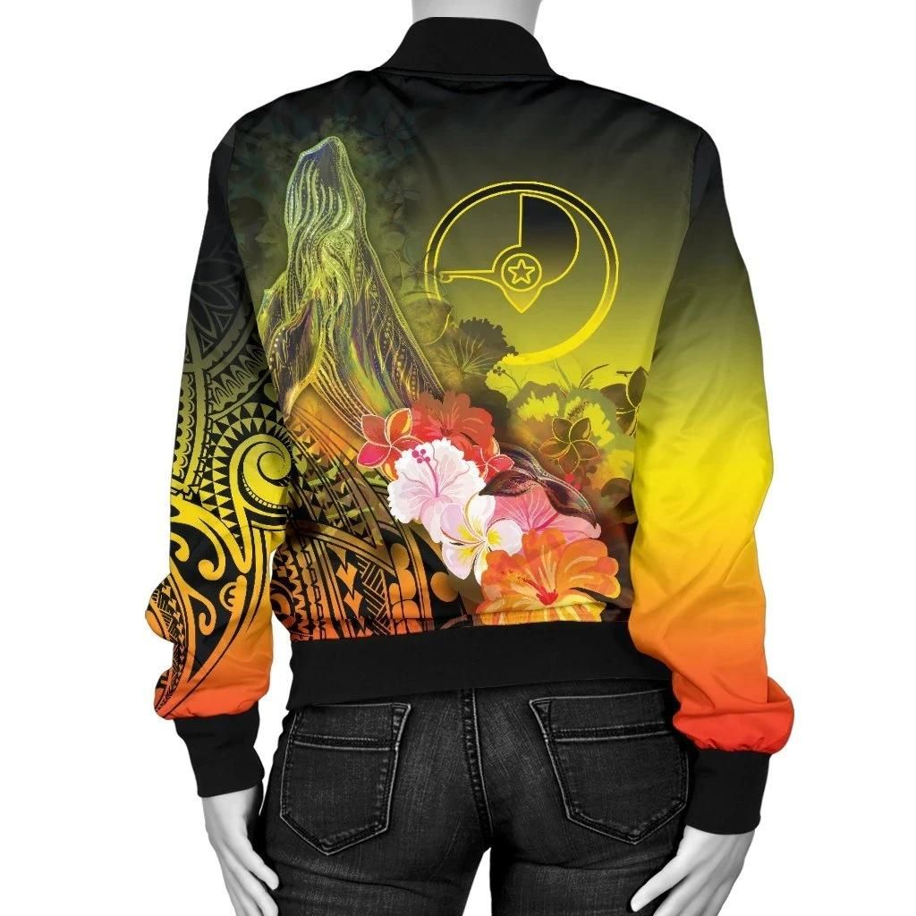 Yap-Womens-Bomber-Jacket-Humpback-Whale-with-Tropical-Flowers-Yellow-BN18-Bomber-Jacket-1