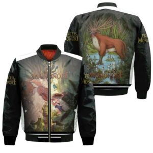 Young Princess Mononoke And The God In The Forest Shishigami Gift For Mononoke Hime Fan Bomber Jacket