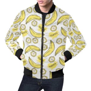 Yummy Banana Pattern Print Mens Bomber Jacket