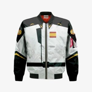 Zaft Bomber Jacket Custom Gundam Uniform White Gold Trim Cosplay Costumes Bomber Jacket