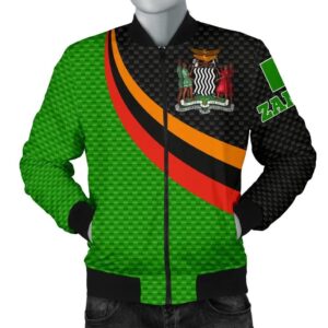 Zambia Men's Bomber Jacket -Zambia Flag and Coat Of Arms - BN18 Bomber Jacket