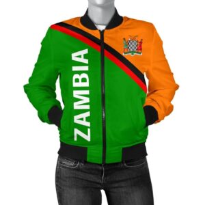 Zambia Women's Bomber Jacket - Curve Hoodie - BN09 Bomber Jacket