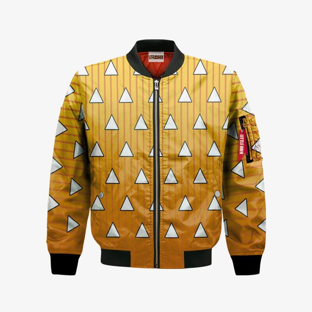 Zenitsu Agatsuma Pattern Bomber Jacket Custom KNY Cosplay Costumes Bomber Jacket Zenitsu Agatsuma Pattern Bomber Jacket Custom KNY Cosplay Costumes Bomber Jacket