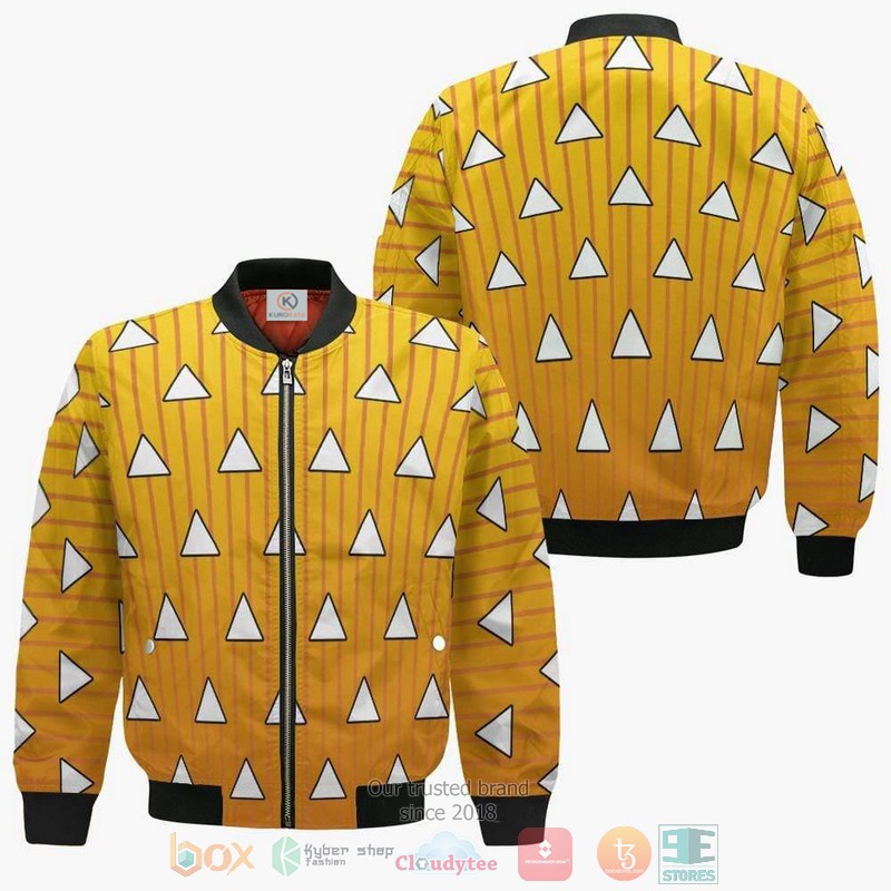 Zenitsu Agatsuma Pattern Demon Slayer Anime Cosplay Costume Bomber Jacket Zenitsu Agatsuma Pattern Demon Slayer Anime Cosplay Costume Bomber Jacket