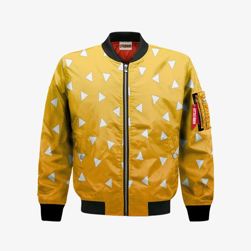 Zenitsu Pattern Bomber Jacket Custom KNY Cosplay Costumes Bomber Jacket Zenitsu Pattern Bomber Jacket Custom KNY Cosplay Costumes Bomber Jacket