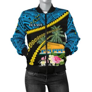bTuvalu Ellice Maneapa Women Bomber Jacket - Road to Hometown K4 Bomber Jacket
